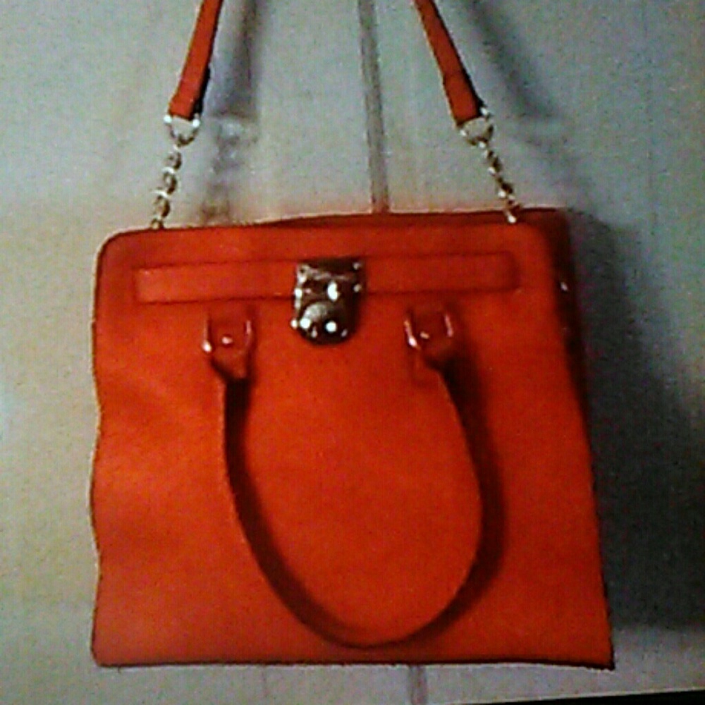 Fashion orange purse man made leather like satchel